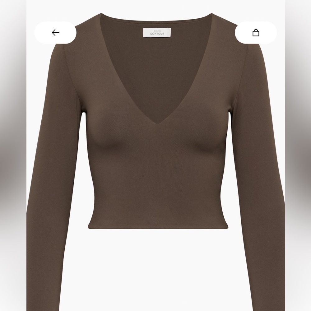 Aritzia Contour V-Neck Longsleeve Brown